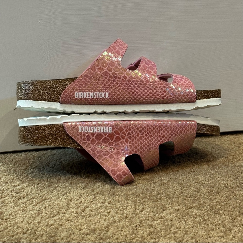 BIRKENSTOCK Florida Fresh Shinny Snake Rose Vegan Sandals Size 38 N - Picture 5 of 8